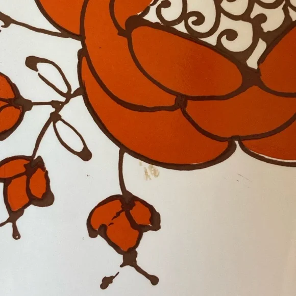 Vtg Retro Up-Beat Stoneware Orange Yellow Floral Toccata Plate Platter 12 3/4” - Picture 4 of 10